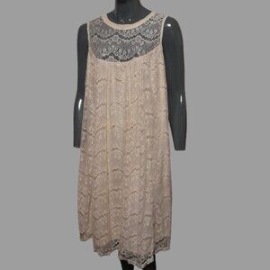 Rebellion Again Sleeveless Lined Ivory Lace Crew Neck Midi Dress Plus Size 3X